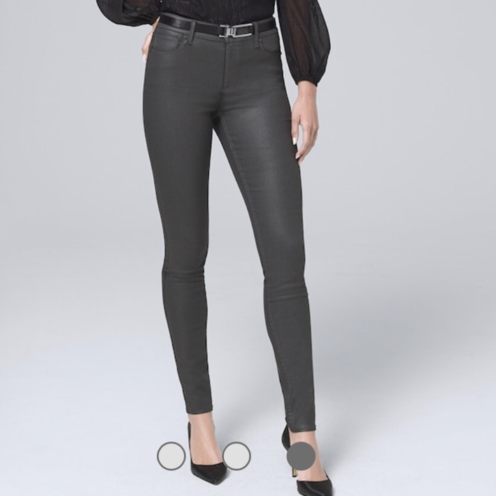 White House BM HIGH-RISE COATED SKINNY JEANS.